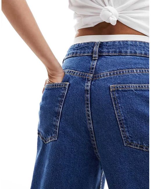 ASOS Blue Wide Leg Dad Jeans