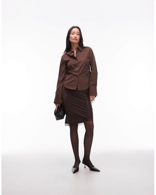 ASOS Brown – midirock im stil der 90er aus satin