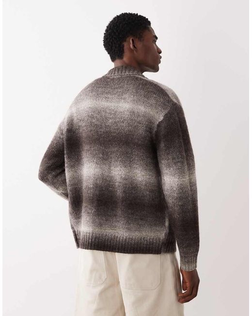 SELECTED Brown Wool Blend Polo Neck Cardigan for men
