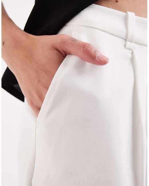 Aware White Pleat Front Tailored Shorts