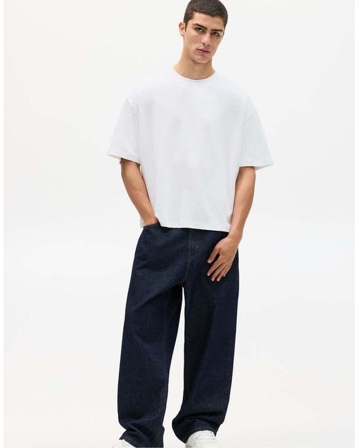 Pull&Bear White Boxy Oversized T-shirt for men