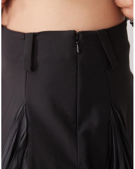 Weekday Natural Asymmetric Mini Skirt With Contrast Satin Detail