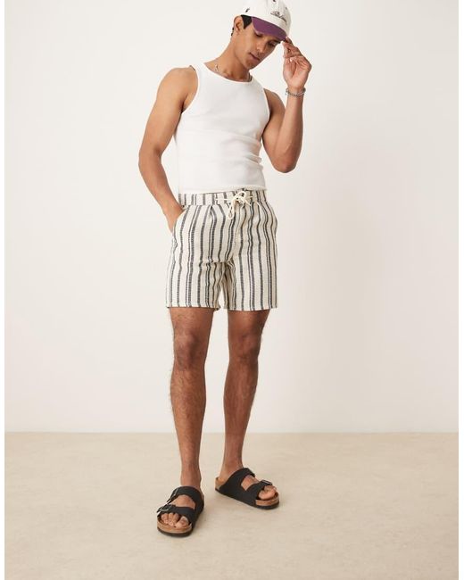 ASOS Natural Slim Short With Pleats for men