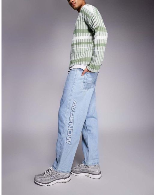 Aape By A Bathing Ape Blue Aape By A Bathing Ape Loose Fit Denim Jeans for men