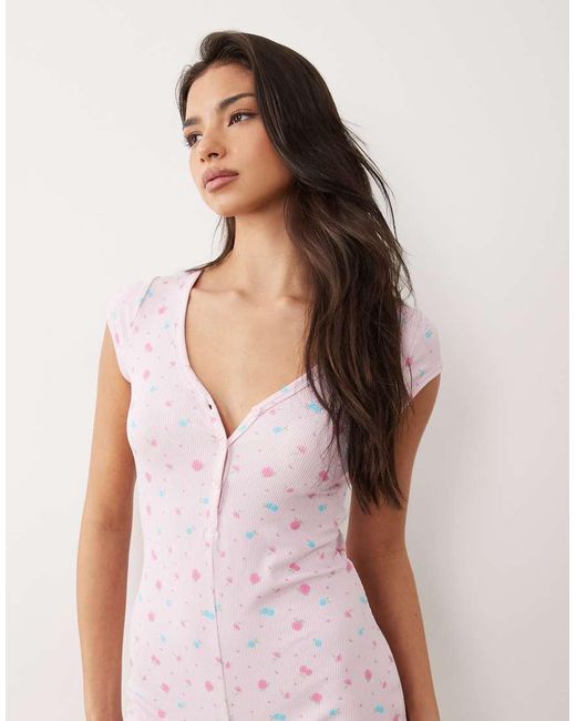 Boux Avenue Pink Floral Rib Romper