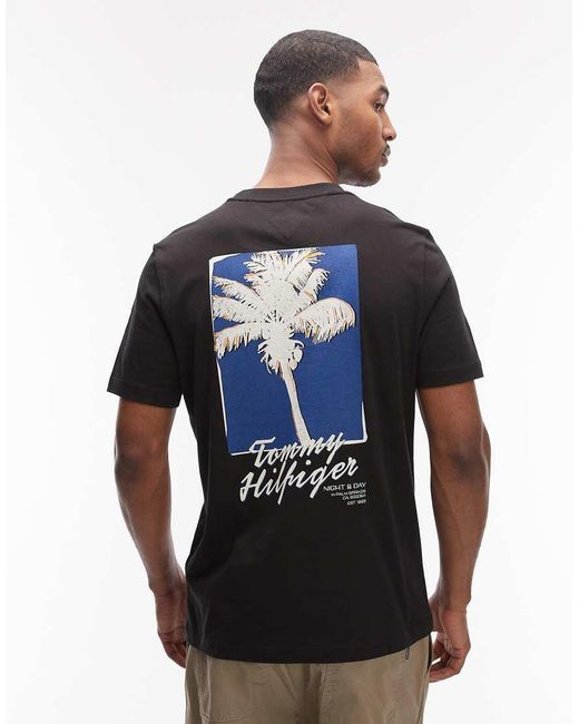 Tommy Hilfiger Blue Palm Photo Print T-Shirt for men