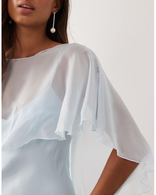 ASOS White Satin Cape Layer Maxi Dress