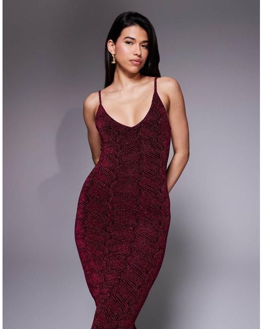 Vesper Purple Bodycon Sparkle Midaxi Dress With Cami Straps