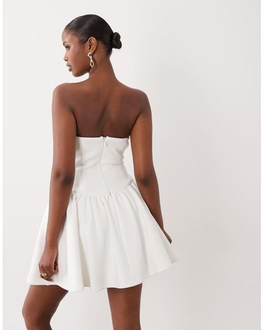 ASOS Natural Mini Dress With Velvet Bow Detail