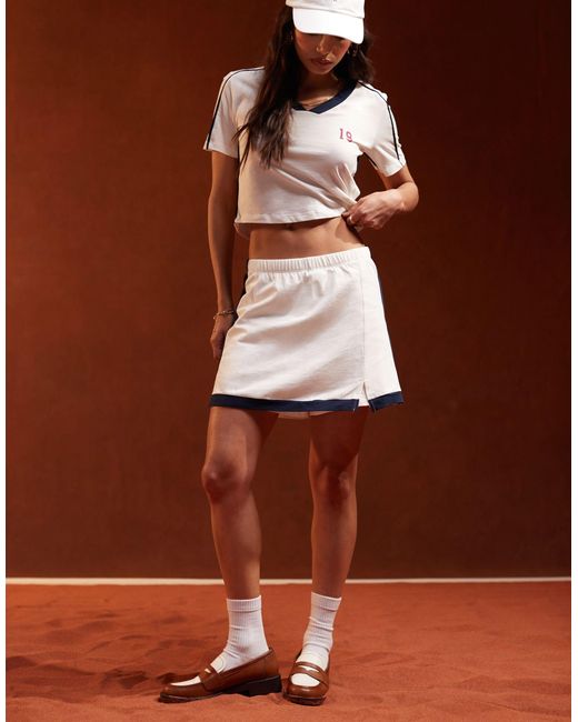 Pieces Brown Sport Core Skort Co-ord With Side Stripe