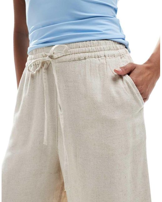 Pantalones Capri De Lino De -Neutro New Look de color White