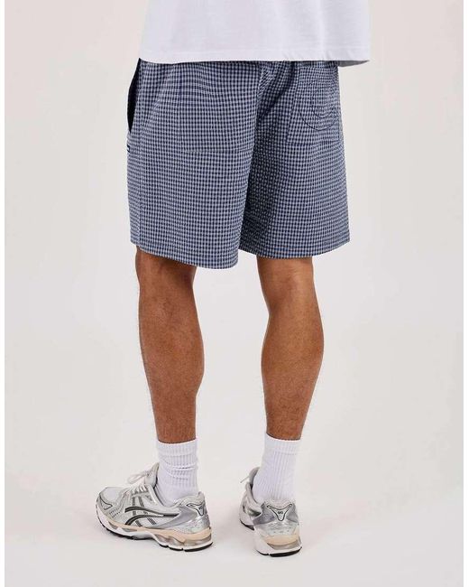 CERNUCCI Blue Relaxed Check Short for men