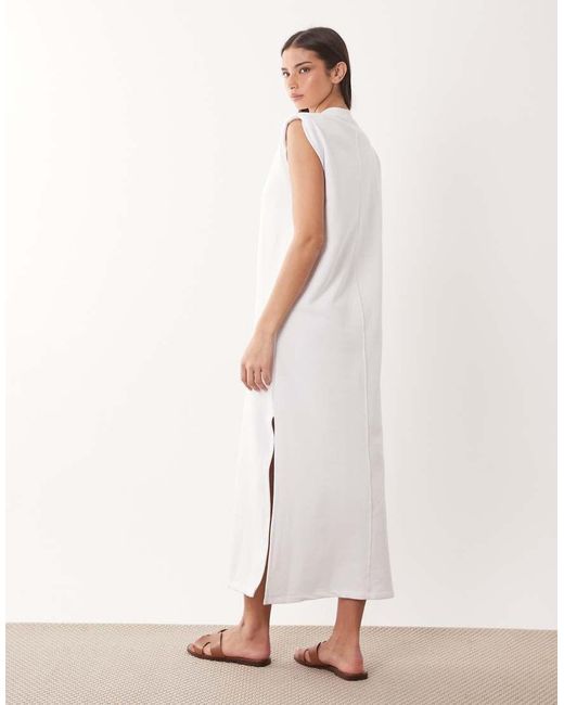 ASOS White Shoulder Pad T Shirt Tank Dress