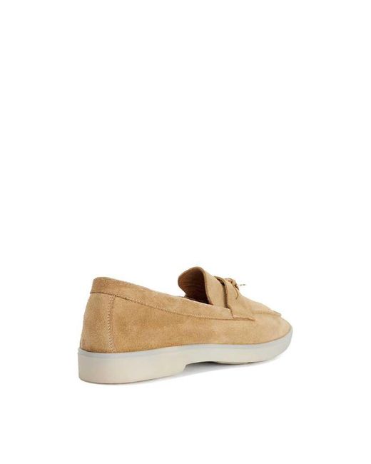 Dune Natural Wide Fit Grinning Unlined Suede Loafers