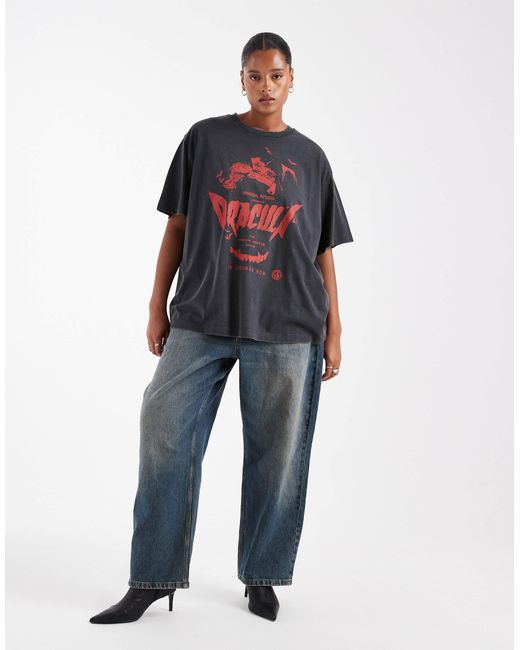 ASOS Red Asos Design Curve Oversized T-shirt With Halloween Dracula Licensed Graphic