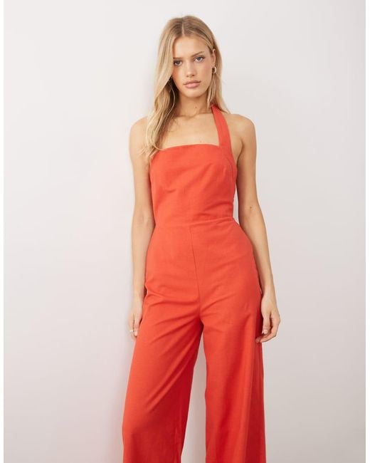 ASOS Red Halter Neck Jumpsuit