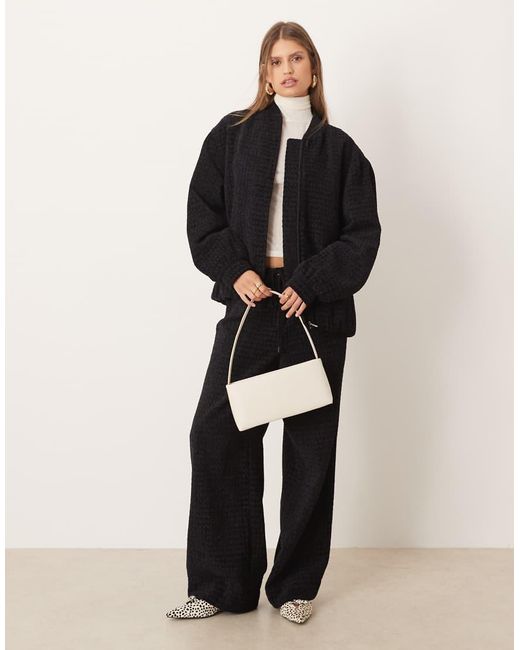 ASOS Black Oversized Boucle Bomber Co-ord With Wrap Back