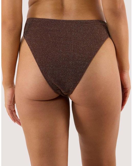 Wolf & Whistle Brown Amber High Waist Leg Bikini Bottom