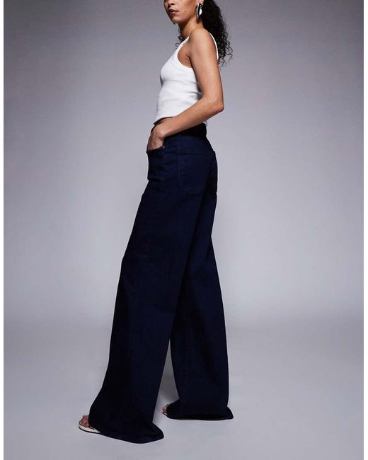 GOOD AMERICAN Blue Good Waist High Rise Wide Leg Palazzo Jeans