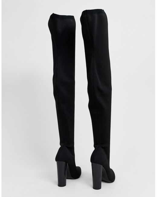 thigh high boots with block heel