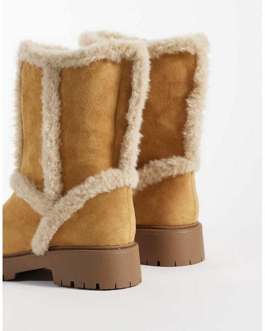 London Rebel Natural Cosy Ankle Boots