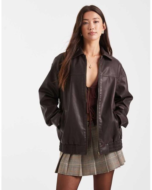 New Look Black Oversized Washed Pu Jacket