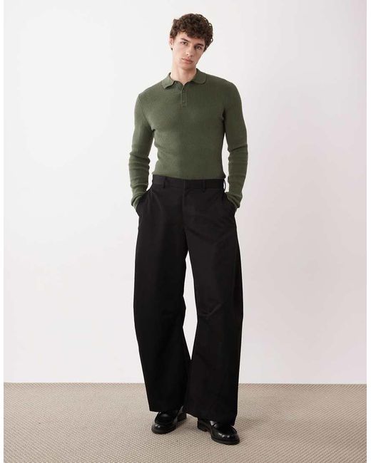 ASOS Black Smart Barrel Pants for men