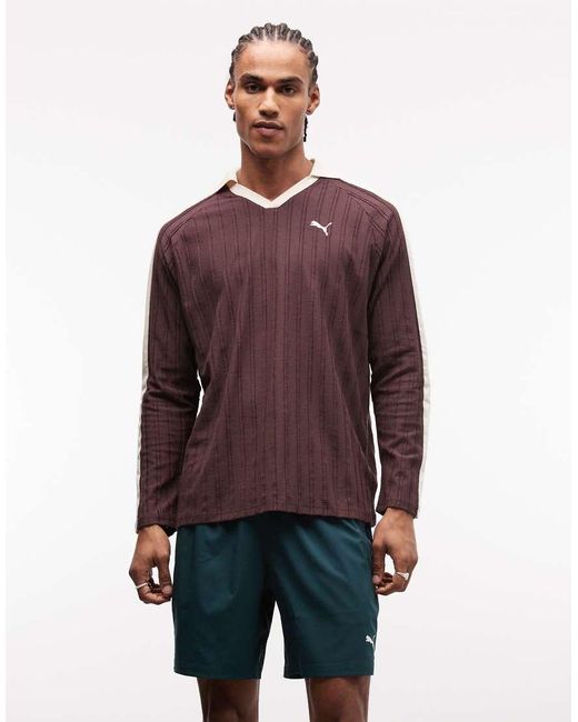PUMA Purple T7 Relaxed Long Sleeve Polo for men