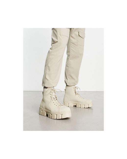 Bershka White Chunky Hiker Boots for men