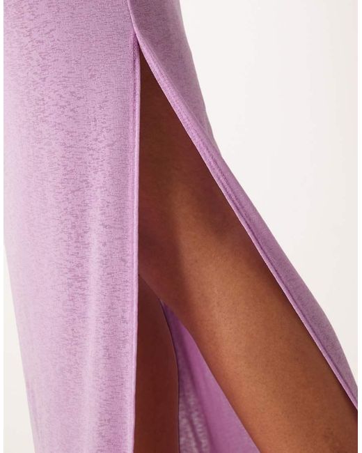 ASOS Pink Mix & Match Mesh Semi Sheer Side Split Maxi Skirt