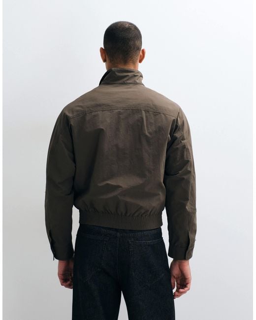 SELECTED Black High Neck Light Bomber Jacket for men