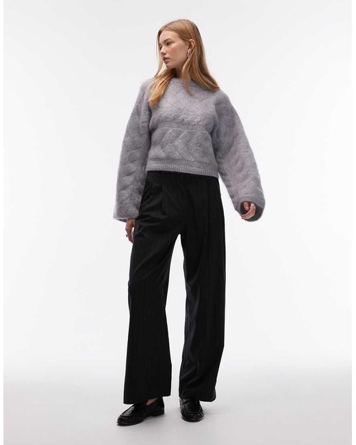 & Other Stories Gray Wool Blend Cable Knit Jumper