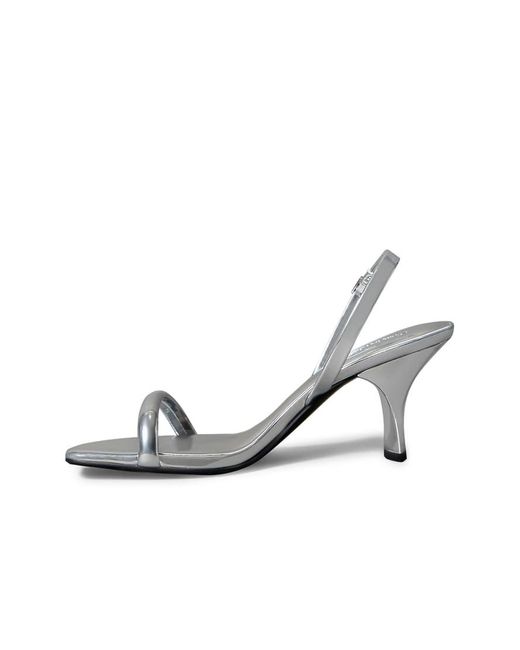 Calvin Klein Metallic Strappy Kitten Leather Heel