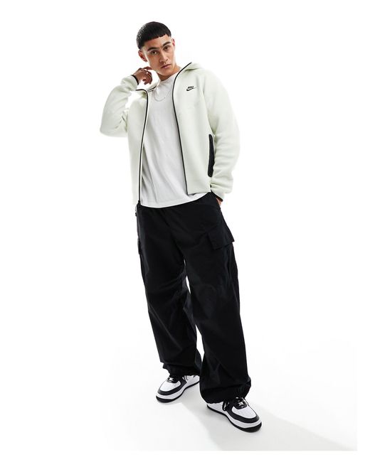 Sudadera hueso con capucha y cremallera tech fleece Nike de hombre de color White