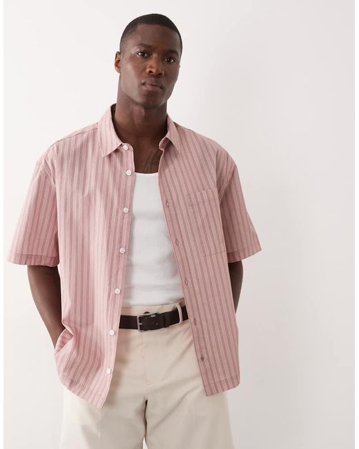 ASOS Pink Oversized Stripe Shirt for men