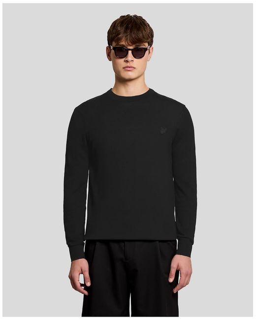 Lyle & Scott Black Tonal Superfine Crew Neck Jumper for men