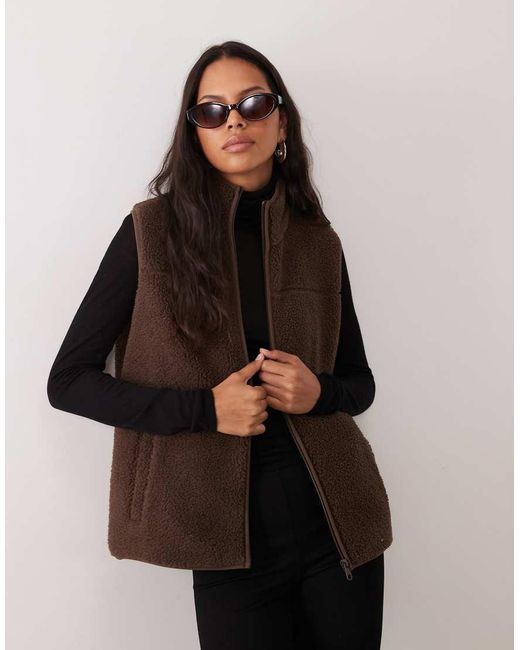 JJ Rebel Brown Zip Through Teddy Vest