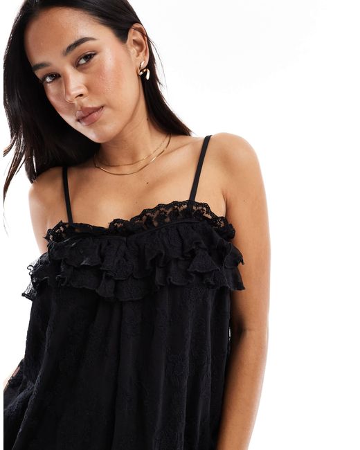 Miss Selfridge Black Premium Lace Detail Dress