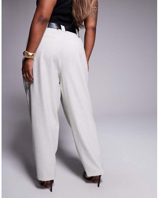 ASOS Purple Curve Tailored Textured Barrel Leg Trousers With Belt