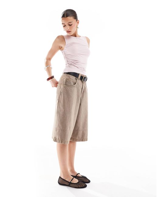 Stradivarius White Ruched Tank Top