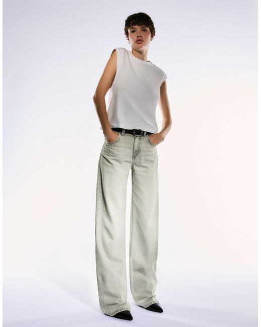 Bershka White – gerade geschnittene jeans