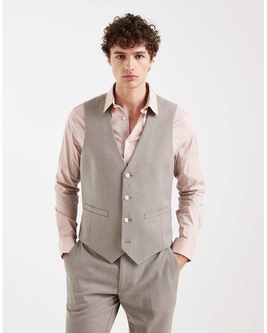 ASOS Natural Slim Suit Vest for men