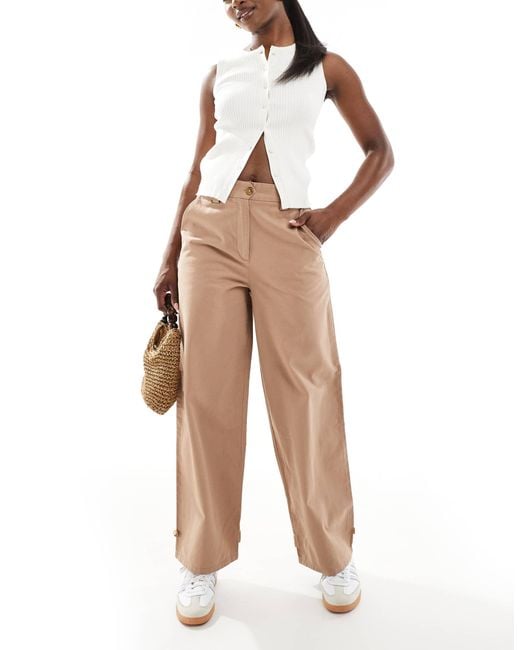 ASOS White Barrel Trousers With Tab Detail
