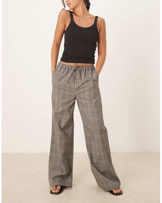 Threadbare Natural Straight Leg Plaid Pants