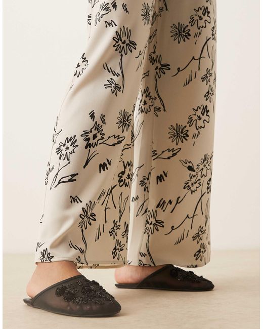 ASOS Natural Lilyana Embellished Mule Ballet