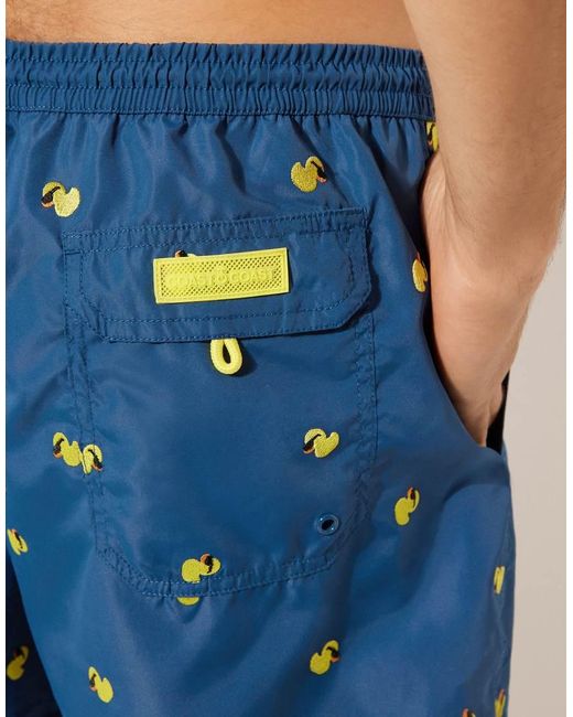 Calzedonia Blue Pattern Swim Boxer Formentera for men