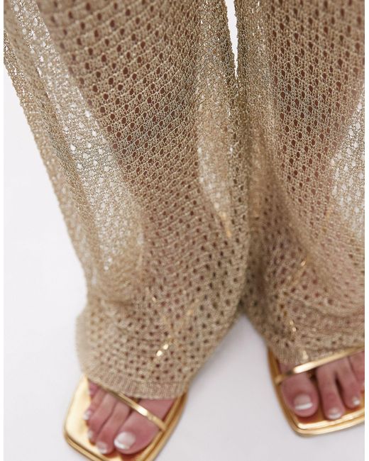 TOPSHOP Natural Knitted Metallic Trousers