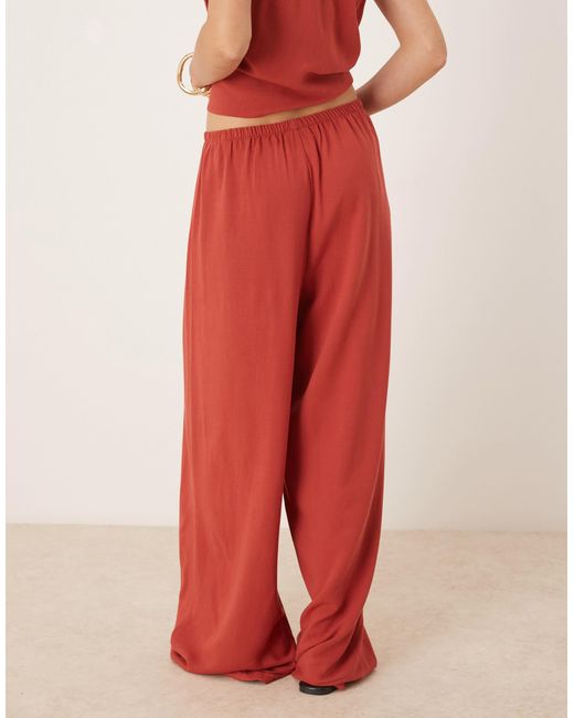 ASOS Red Linen Blend Pull On Trouser