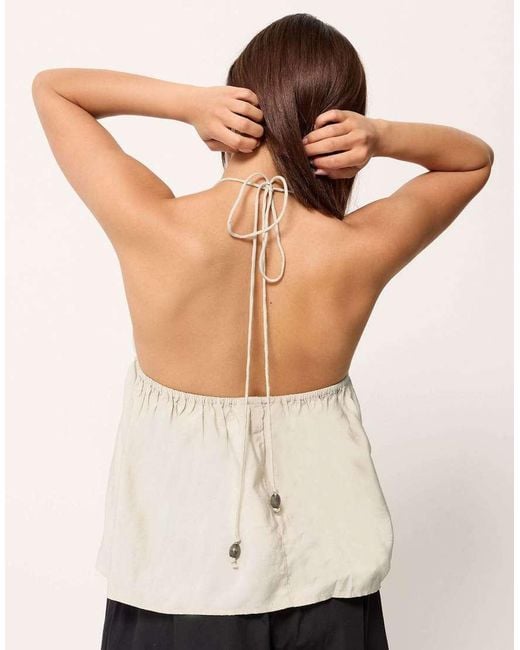 PixieGirl Natural Petite Beaded Halterneck Top