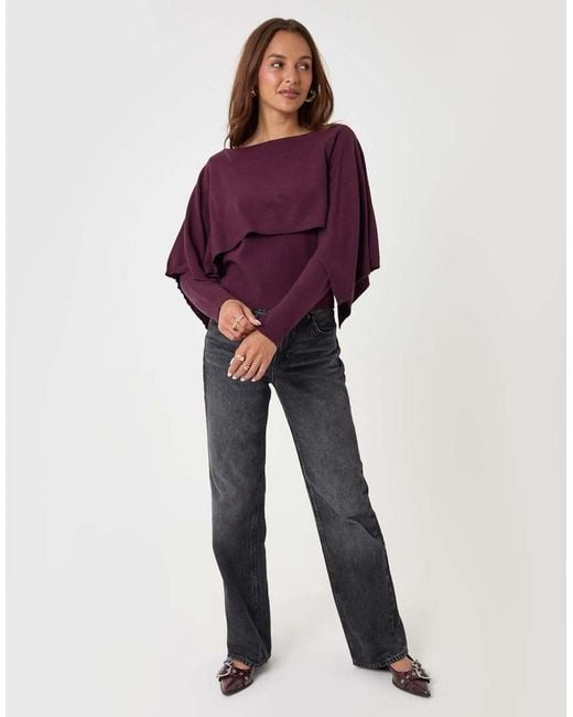 Threadbare Purple Long Sleeve Cape Top